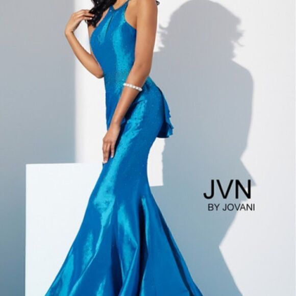 Jovani JVN Sleeveless Mermaid Plunging Back Pageant Prom Formal Dress NWT - Picture 3 of 17